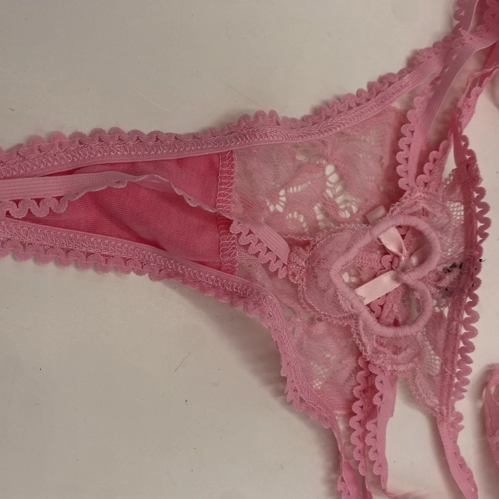 Rslove Women's‎ Three Piece Lace Lingerie Set Hearts Light Pink Small New